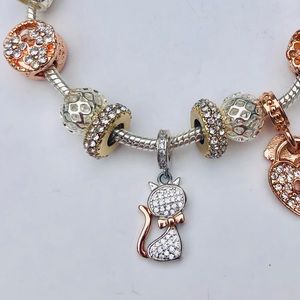 European Style RoseGold Glittering Kitty Bracelet